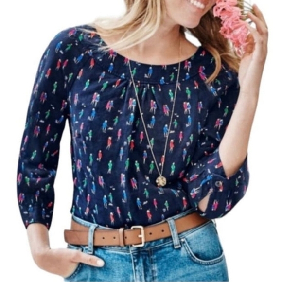 Boden linen blouse Women and Dogs Novelty print sz 22 - Picture 1 of 8